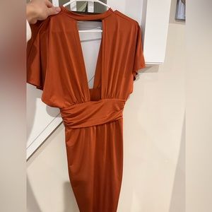 Copper low cut dress